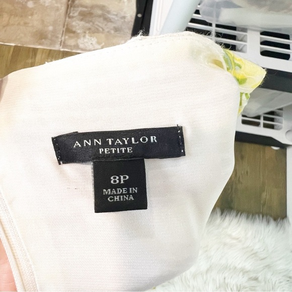 ANN TAYLOR PETITE LEMON DROP SUNDRESS YELLOW WHITE SLEEVELESS DRESS WOMENS 8P - Picture 5 of 8